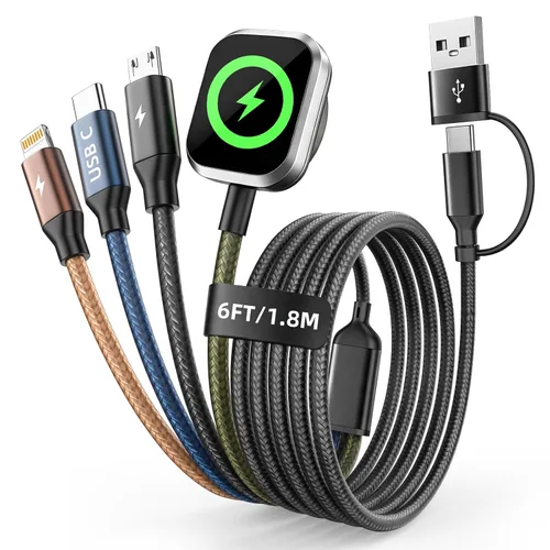 Vista 15 de Cruise Essentials 2026, doble tipo C 4 en 2 cable de carga múltiple para iPhone Watch Charger/iPhone 17/IP, cargador iWatch, artículos esenciales