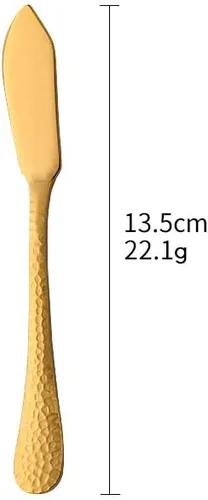 Vista 2 de 12 cuchillos de mantequilla de acero inoxidable con superficie martillada, esparcidores de queso/mantequilla, cuchillos para untar, queso