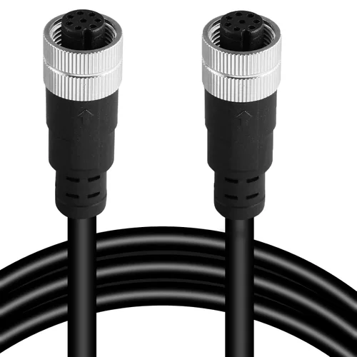 Vista 8 de Cable conector hembra doble M12 de 4 pines – Cable de extensión de sensor impermeable industrial, cable de señal seguro codificado A