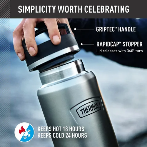 Vista 3 de THERMOS ICON SERIES - Botella de agua con tapa superior de rosca, 40 onzas, sillín - Botella de agua de acero inoxidable aislada al vacío con tapa