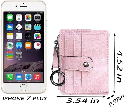 Vista 7 de Pofee XIO - Tarjetero de RFID delgado y minimalista para mujer, con bolsillo frontal, mini monedero con llavero