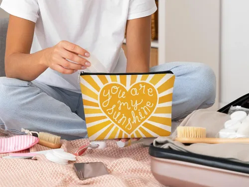 Vista 4 de Bolsa de maquillaje You are My Sunshine Gifts – Regalo inspirador para mujeres, hija, profesora o ocasión de agradecimiento, Sunshine 1, Casual