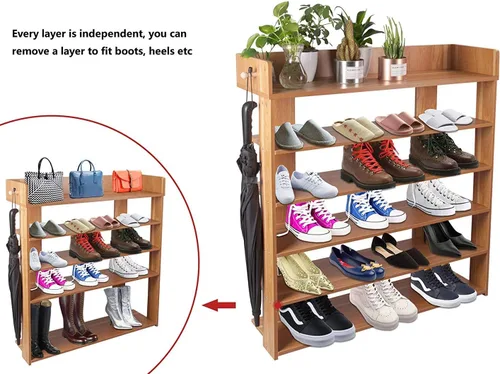 Vista 12 de H&A Zapatero de madera de 6 niveles Organizador de almacenamiento de zapatos (aple)