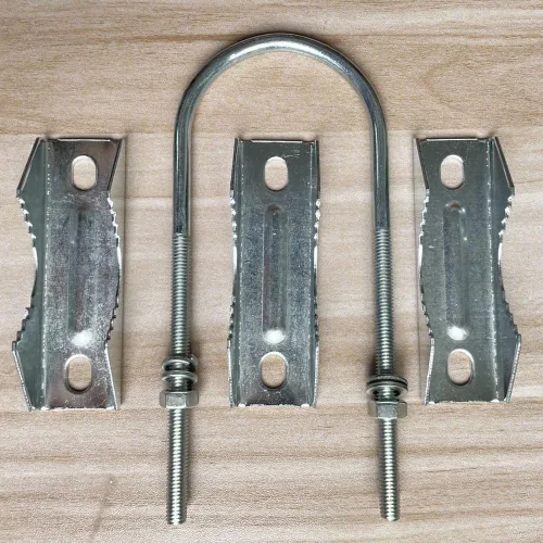 Vista 6 de Soporte de abrazadera de doble perno en U para antena Starlink, adaptador de poste para montaje en riel de escalera Rv, universal