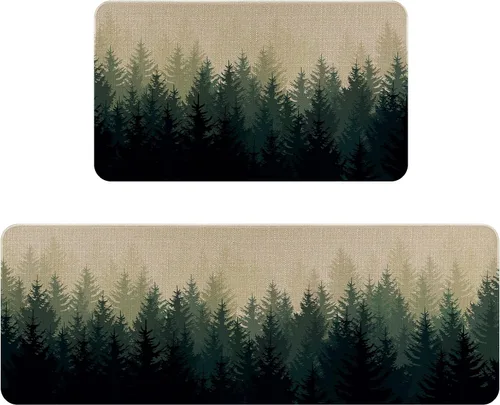 Vista 12 de Juego de 2 tapetes y tapetes de cocina con diseño floral de primavera, diseño floral de acuarela para piso, decoración de fregadero de cocina
