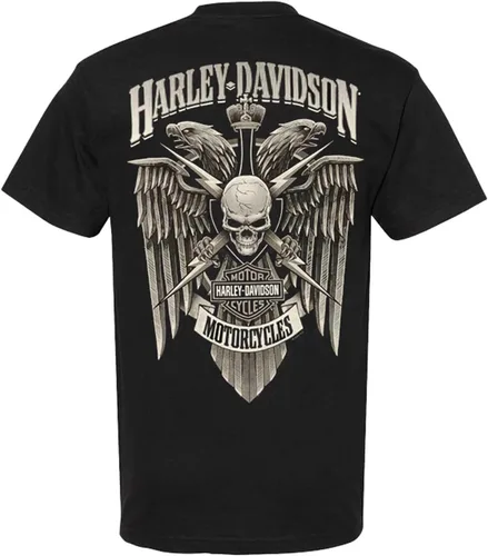 Vista 2 de Harley-Davidson Camiseta de algodón de manga corta con cuello redondo Lightning Crest para hombre