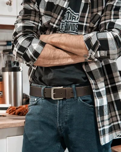 Vista 7 de CHAOREN Cinturón de cuero de grano completo para hombre, cinturones de trabajo para hombres, resistentes, uso diario para pantalones de mezclilla
