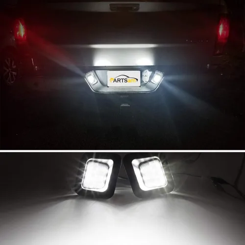 Vista 7 de Ensemble de luces LED Partsam para matrícula con carcasa negra ahumada Compatible con Dodge Ram 1500 2500 3500 2003-2018 para camioneta Pickup