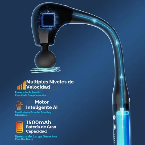 Vista 4 de Pistola de masaje de tejido profundo 2 en 1 desmontable con mango de extensión