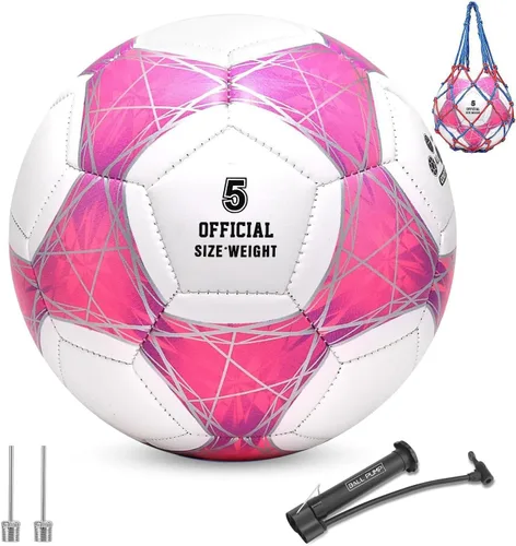 Vista 13 de STEEFAN Balón de fútbol verde azulado/azul/rosa, tamaño 3/4/5 para jugar al aire libre, pelota oficial de fútbol que cambia de color con agujas