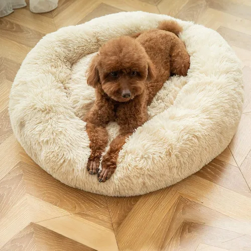 Vista 2 de ANWA - Cama redonda para perro mediano, lavable, cama tipo dona para perro grande, cómoda, acogedora y relajante