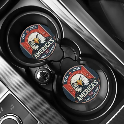 Vista 14 de AFPANQZ 250 Years Print Car Coasters for Cup Holders Absorbent Car Accessories 2.8" Car Cup Holder for Women 2 Pack