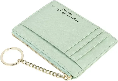 Vista 5 de Cartera delgada y minimalista para mujer, con 8 tarjetas, monedero, llavero con bolsillo frontal