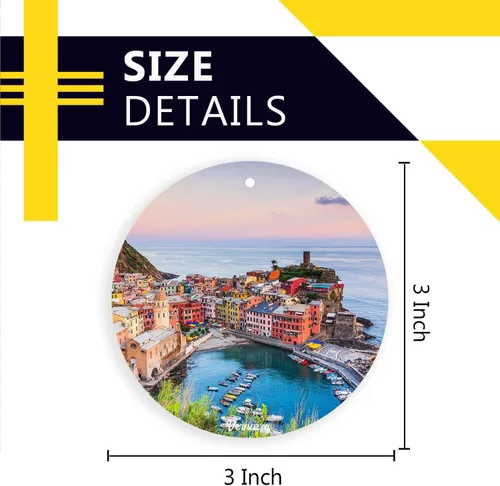 Vista 2 de Adorno de Italia, adorno de Navidad, adornos para árbol de Navidad, adecuado para el hogar, decoraciones de fiesta, pueblo de Vernazza