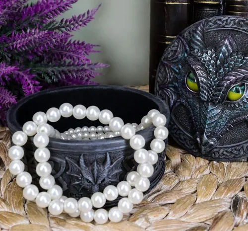 Vista 8 de Ebros Gift Nudo celta legendario azul medianoche dragón cara con ojos rodantes decorativo redondo baratija figurita medieval renacentista gótica