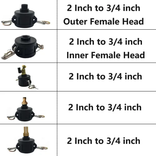 Vista 9 de Accesorios de bolsa IBC de cabeza hembra exterior de 2 a 3/4 pulgadas, adaptador de drenaje de tanque IBC Adaptador de conversión de manguera de 2 a
