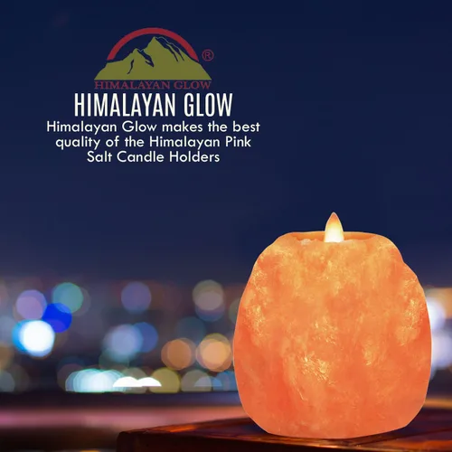 Vista 2 de Himalayan Glow Portavelas de sal del Himalaya tallados a mano, decoración del hogar, artículo ideal como luz nocturna