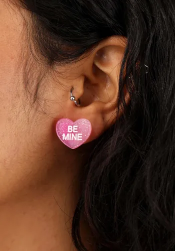 Vista 2 de Aretes de corazón Be Mine de lucita Multicolor