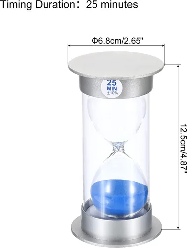 Vista 2 de PATIKIL Temporizador de arena de 25 minutos, reloj de arena con cubierta de plástico, vidrio de arena para juegos, cocina, recuerdos de fiesta, Azul