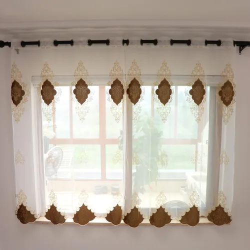Vista 2 de SLOW SOUL 2 paneles de cortinas europeas de lujo de terciopelo bordado de tul para sala de estar, cocina, dormitorio, cortina transparente