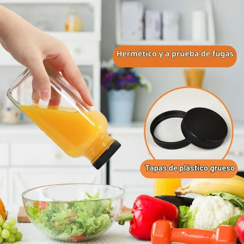 Vista 3 de NEWMIAO 3 paquete de 8 onzas Botellas de jugo de vidrio con tapas, 250 ml Botellas de agua de vidrio reutilizables, recipientes de bebida vacíos