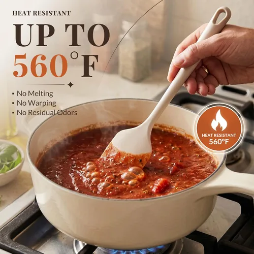 Vista 3 de Astercook Juego de espátulas de silicona de 6 piezas, espátulas de goma resistentes al calor de 560 °F con núcleo de acero inoxidable Macarrón