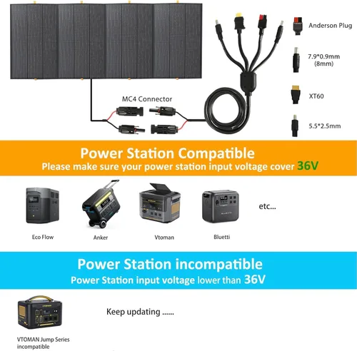 Vista 6 de Panel Solar Portátil de 400W, Panel Solar Plegable de Respaldo de Energía, Cargador Solar de Salida de 36V para Estación de Energía Fuera de la Red