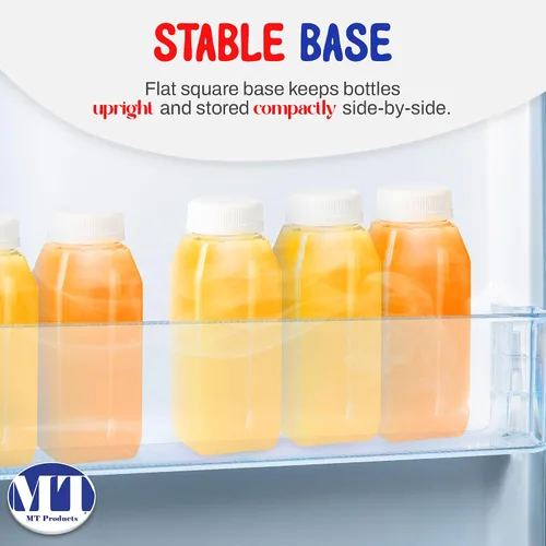 Vista 9 de 8 Oz. Empty Clear PET botellas plásticas de jugo con tapa por MT Products - Set de 12 botellas y 12 tapas