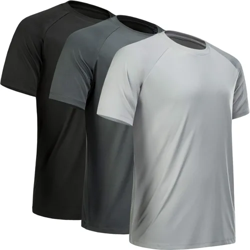Vista 24 de Camisetas de entrenamiento para hombre, de manga corta, de secado rápido, atlético, gimnasio, activo, absorbe la humedad