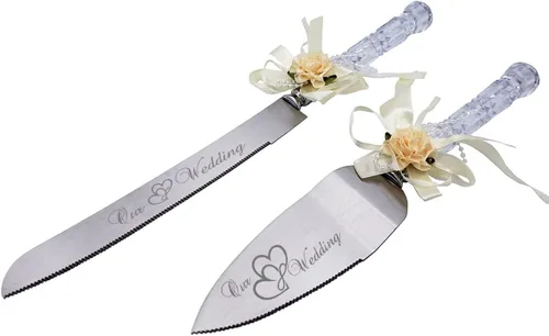 Vista 6 de GIFTS INFINITY Nuestros corazones entrelazados de boda, lazo de mango de plástico de cristal transparente, bonito regalo y gran artículo de Beige