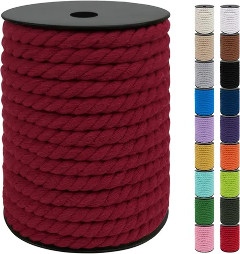 Vista 37 de JeogYong Cordón de algodón de 10mm, 22.86 metros de cuerda natural para macramé, hilo de 3 hebras torcido, cuerda para macramé para manualidades