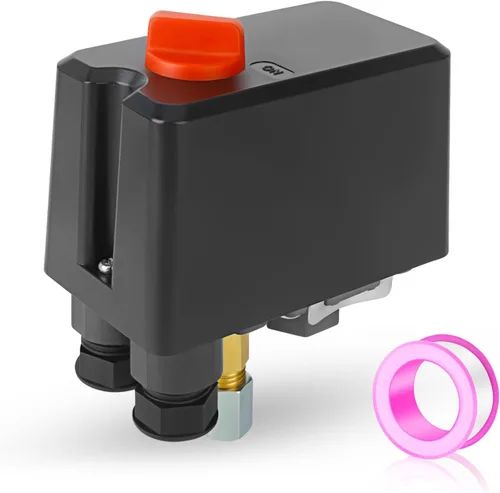 Vista 8 de MEANLIN MEASURE Válvula de control del interruptor de presión del compresor de aire 90-120 PSI 110V-240V piezas de repuesto de 1 vía con cinta