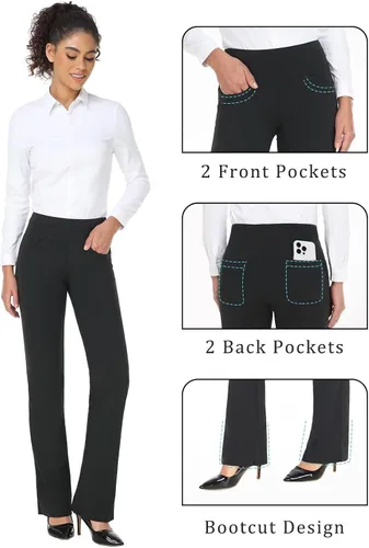 Vista 82 de Safort Pantalones de yoga con entrepierna de 28" 30" 32" 34"más amplios en la parte inferior para botas altas, 4 bolsillos, UPF50+