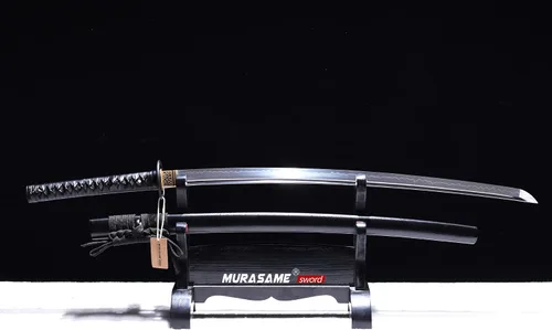 Vista 6 de MURASAME Katana Espada 41" T10 Acero Real Hamon Maquinilla de afeitar afilada espiga completa hecha a mano
