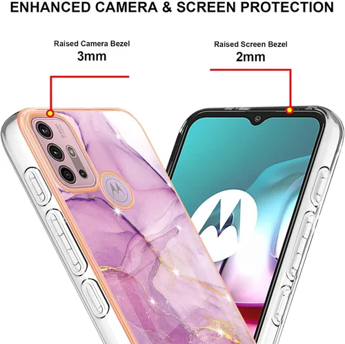 Vista 4 de Funda para Motorola G30 G20 G10, TPU suave + patrón de mármol IMD diseño delgado mejorado cámara y protección de pantalla para niñas y mujeres