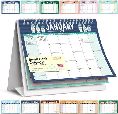 Vista 20 de Small Desk Calendar 2027 Standing Flip - 2027 Desk Calendar Small 2027-2028 Colorful Pastel