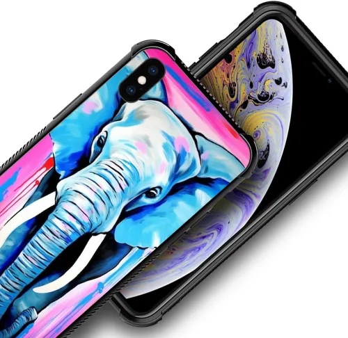 Vista 7 de Funda compatible con iPhone XR, diseño de elefantes africanos para niñas, diseño de patrón a prueba de golpes, antiarañazos, carcasa trasera