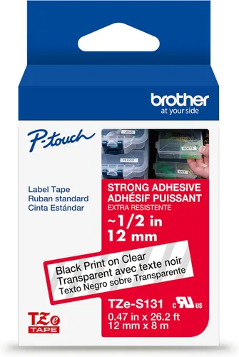 Vista 2 de Cinta laminada Brother Negro sobre Transparente, 6 mm (Tze111)