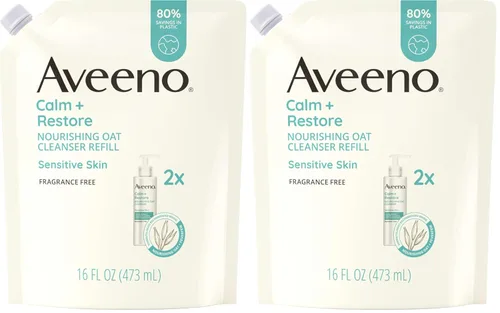Vista 11 de Aveeno Calm + Restore - Limpiador facial para pieles sensibles, limpiador facial lechoso hidratante suave con avena nutritiva y altamisa, fórmula