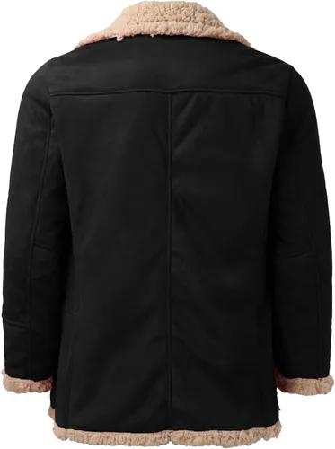 Vista 4 de Abrigo de piel sintética para hombre, chaqueta de sherpa de gamuza térmica, pesada, de piel sintética, con forro, abrigo para exteriores