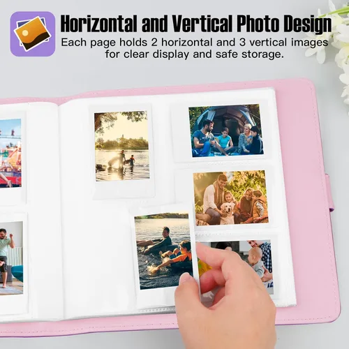 Vista 7 de Veicevol Álbum de fotos de 360 bolsillos para cámara Fujifilm Instax Mini, álbum para fotos Polaroid, cubierta de cuero, álbum de fotos para cámara
