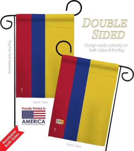 Vista 3 de Americana Home & Garden GS140055-BO-03 Banderas de Colombia de la Nacionalidad Mundial Impresiones Decorativas Vertical 13" x 18.5" Bandera de Doble