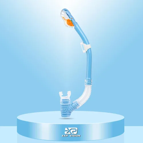 Vista 9 de Snorkel seco para niños, tubo de esnórquel definitivo para esnórquel, apnea y natación, tecnología de respiración fácil, válvula seca montada