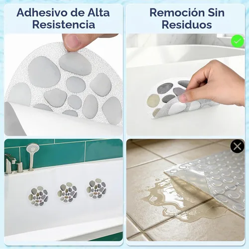 Vista 3 de Cabilock 8 calcomanías antideslizantes para bañera de 5.9 x 5.9 pulgadas, autoadhesivas antideslizantes para baño, calcomanías de seguridad