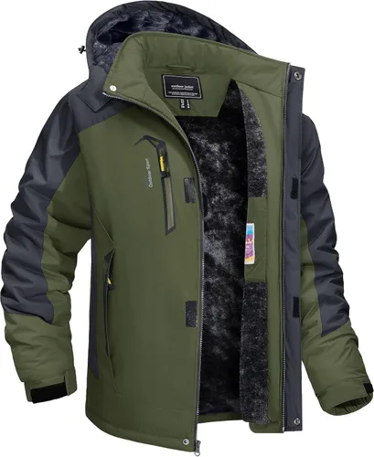 Vista 12 de TACVASEN Chaqueta de invierno para hombre, chaqueta de forro polar resistente al agua, chaqueta de esquí para nieve, chaqueta táctica militar