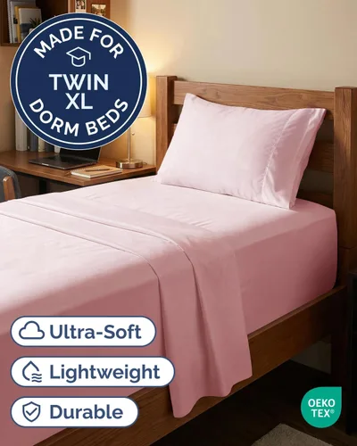 Vista 719 de Extra Deep Twin XL Sheet Set - 3 Piece College Dorm Room - White 01-Blanco