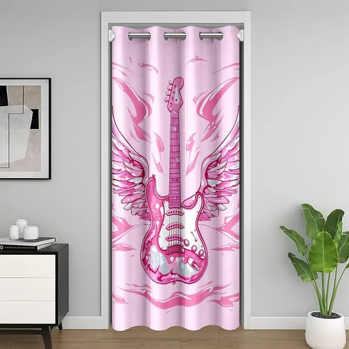 Vista 10 de Castle Fairy Cowboy Boots Door Curtain for Doorways Privacy Bohemia Musical Guitar Doorway Curtain Western Rustic Cowgirl All Season Blackout