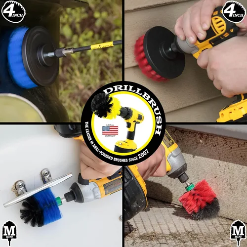 Vista 2 de Drillbrush - Paquete de 5 piezas - Cepillo de limpieza de barco - Accesorios de limpieza de piscinas - Cepillo de cubierta - Limpieza al aire libre