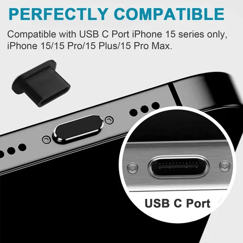 Vista 5 de Enchufe antipolvo USB C, cubierta de enchufe de puerto USB C compatible con iPhone 17, Ari, 17 Pro, 17 Pro Max, iPhone 16/15 (Pro, Plus, Pro Max)