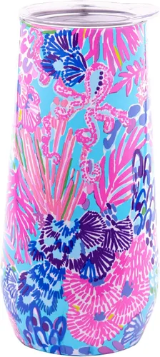 Vista 7 de Lilly Pulitzer Copa de Champán sin Tallo de 10 Oz, Vaso Pequeño de Acero Inoxidable con Tapa, Copa de Metal con Aislamiento de Doble Pared